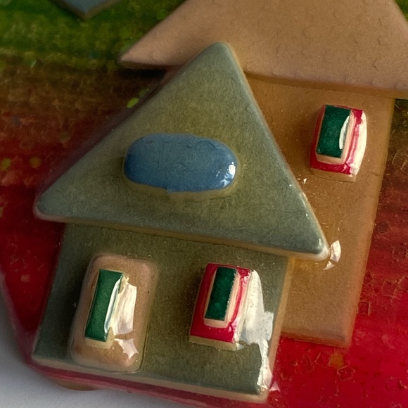 Two Pink and Blue House Pins by Lucinda - Picture 7 of 12